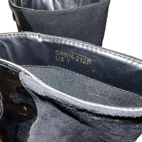 Women's Black Suede and Patent Leather Pointed Toe Booties Size 7 - Picture 5 of 5